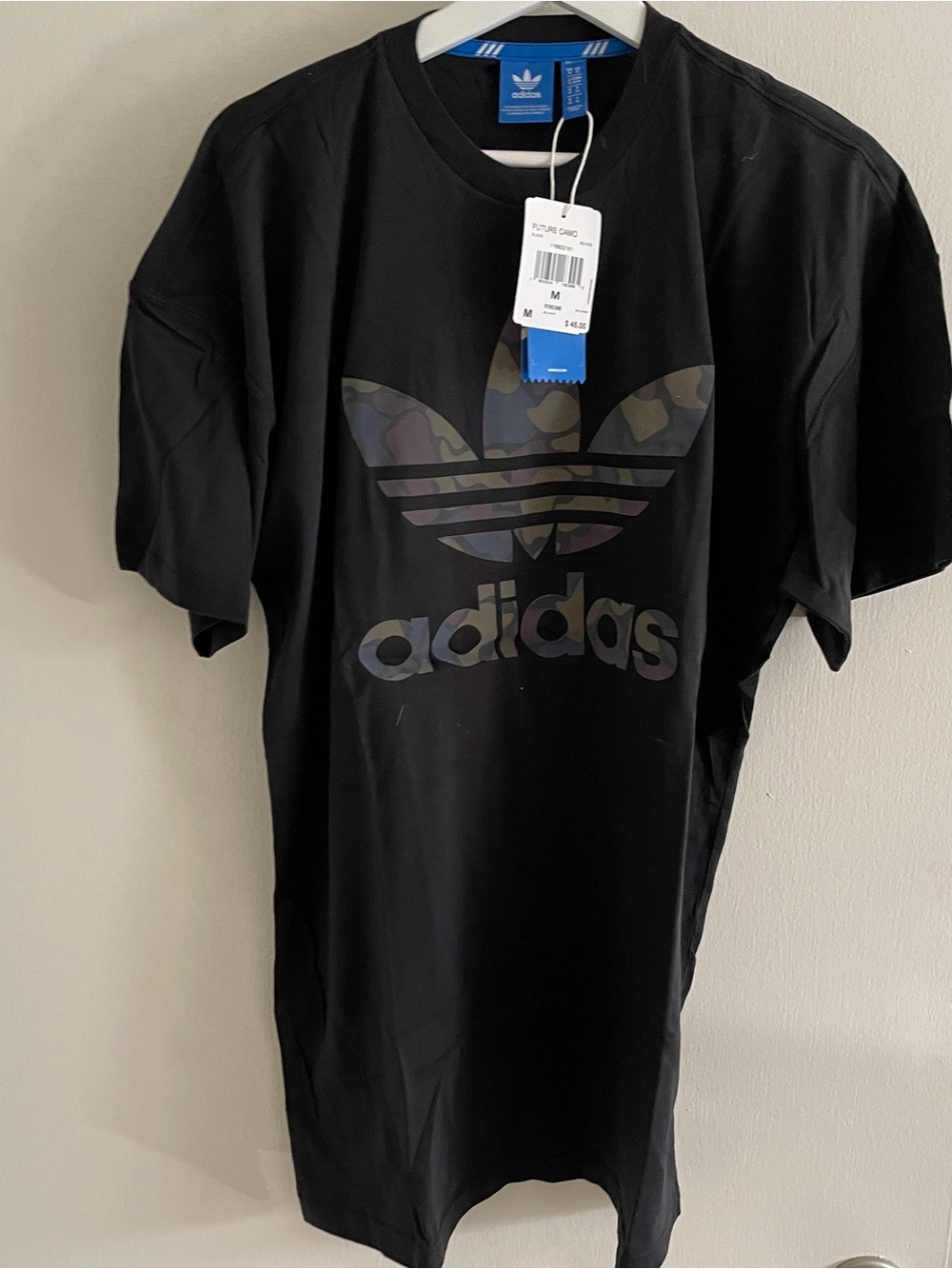 adidas Originals Black Short-Sleeve Tee with Camo Trefoil
